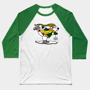 Skating Polar Bear Baseball T-Shirt